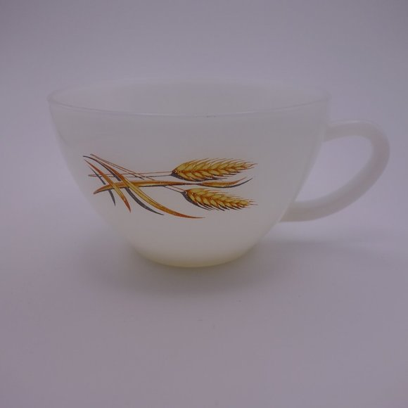 Anchor Hocking Fire King Dinnerware Made in USA Wheat Pattern Milk White Tea Cup - Picture 1 of 12